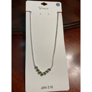 Vivace Sterling Silver Marquise Green CZ Tennis Necklace 18 inch